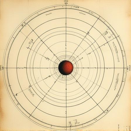 Illustration of the apparent retrograde path of Mars against a historical star map background